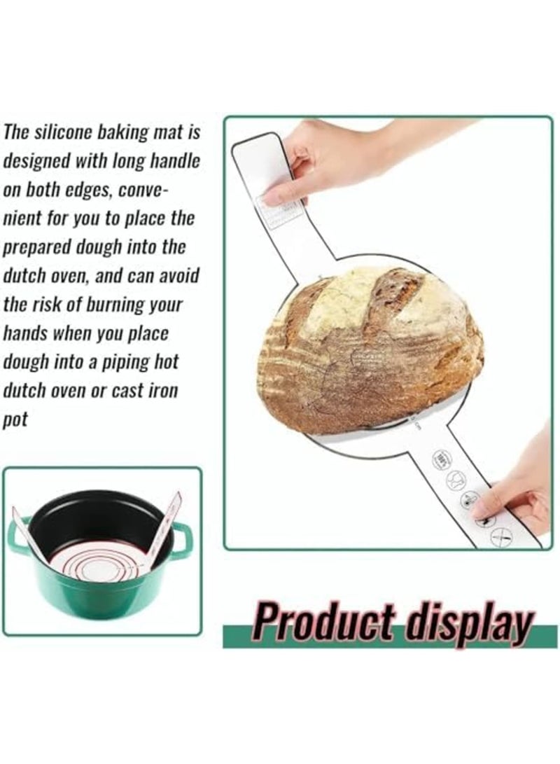 Silicone Baking Mat, for Dutch Oven Bread Baking Non-stick Baking Mat with Long Handle 8.3 Inch Reusable Silicone Baking Sheets Heat Resistant Baking Bread Pad for Dough Pastry - Image 3